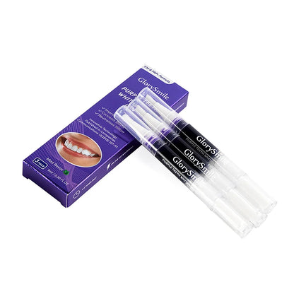 3Pcs Purple Teeth Whitening Pen Instant Stain Tartar Removal Toothpaste Oral Hygiene No Sensitivity Whitening Tool Set