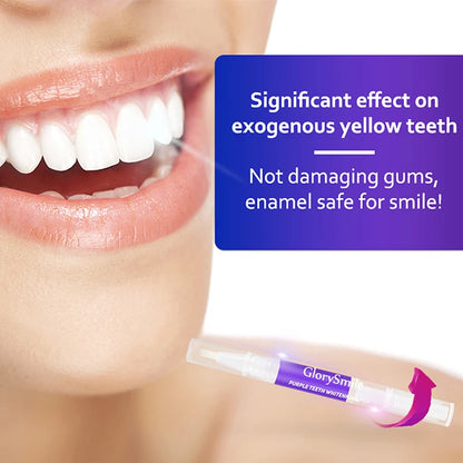 3Pcs Purple Teeth Whitening Pen Instant Stain Tartar Removal Toothpaste Oral Hygiene No Sensitivity Whitening Tool Set