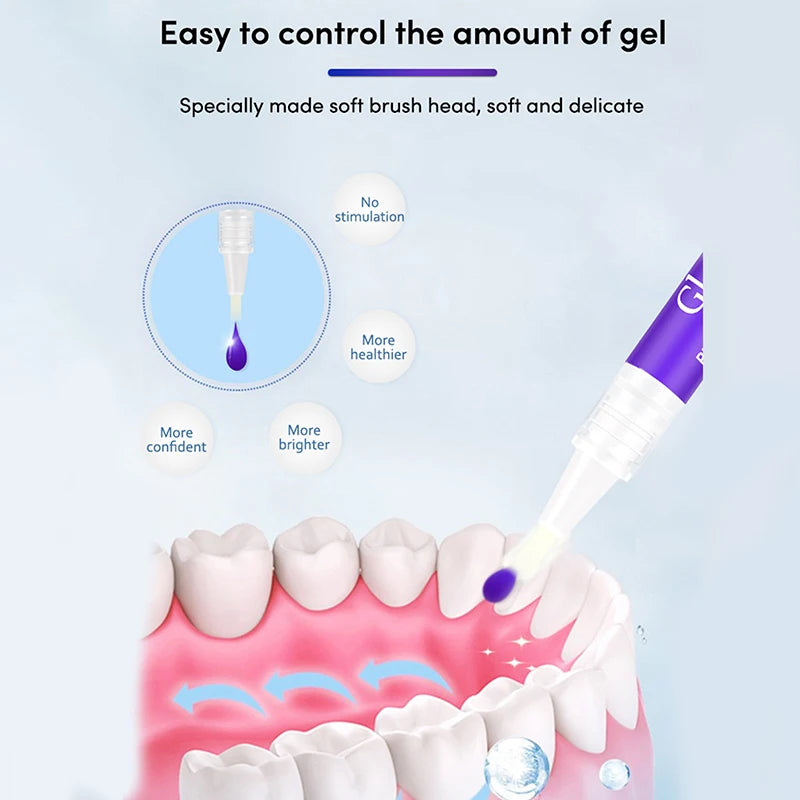 3Pcs Purple Teeth Whitening Pen Instant Stain Tartar Removal Toothpaste Oral Hygiene No Sensitivity Whitening Tool Set